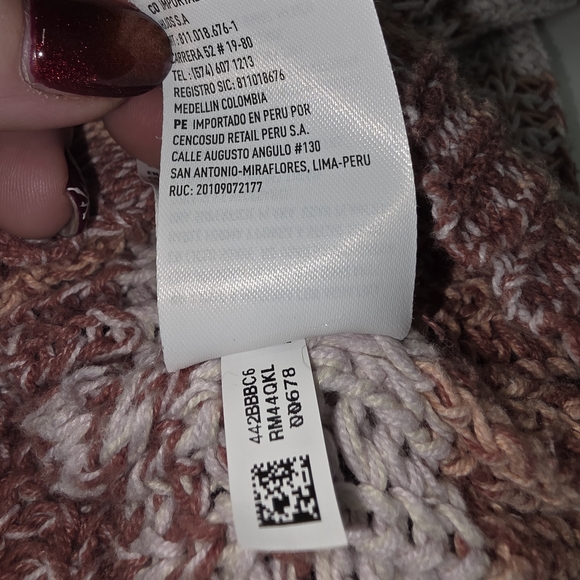 American Eagle Oversized Striped Chunky Knit Sweater Women's Small Pink Cream - Picture 9 of 10